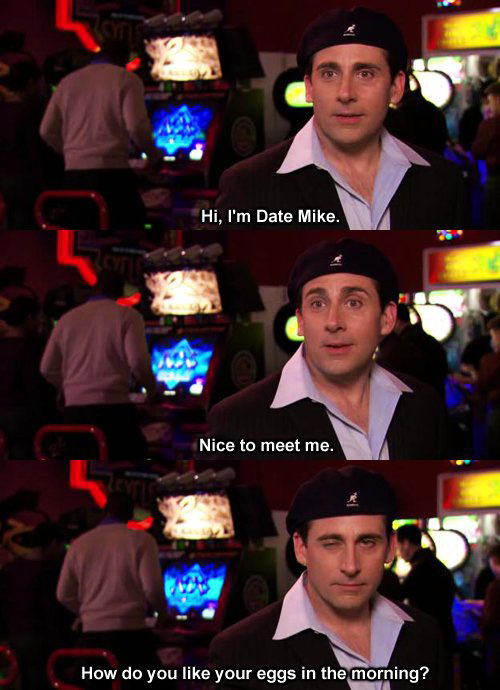 An image of Micheal Scott in the Office US posing as "Date Mike"