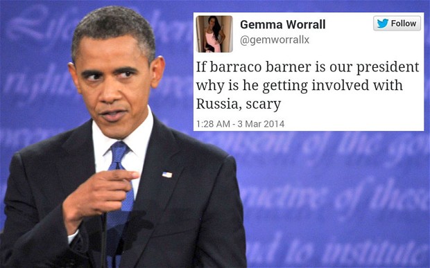 President Obama gives side-eye to a tweet about himself